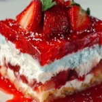 Summer Berry Jello Lasagna with vibrant layers of berries and jello.