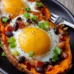 Delicious Sweet Potato and Black Bean Eggs dish served on a plate