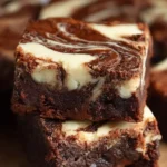 Delicious swirled cream cheese brownies on a plate