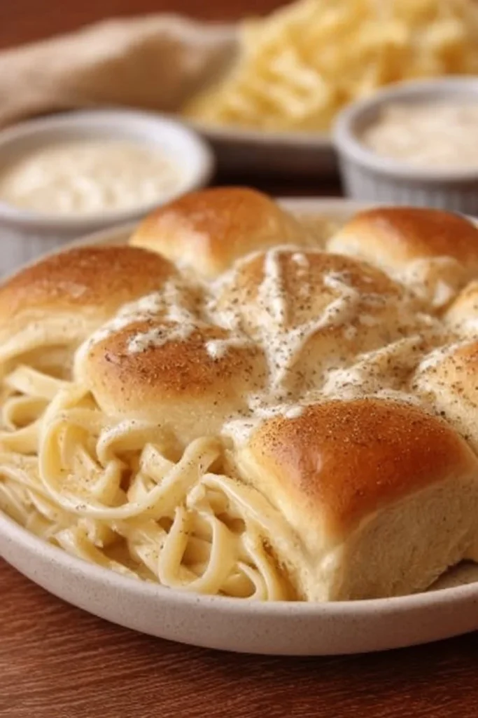 Homemade Texas Roadhouse rolls served with cinnamon butter.