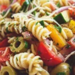 Colorful and delicious Italian Pasta Salad served in a bowl