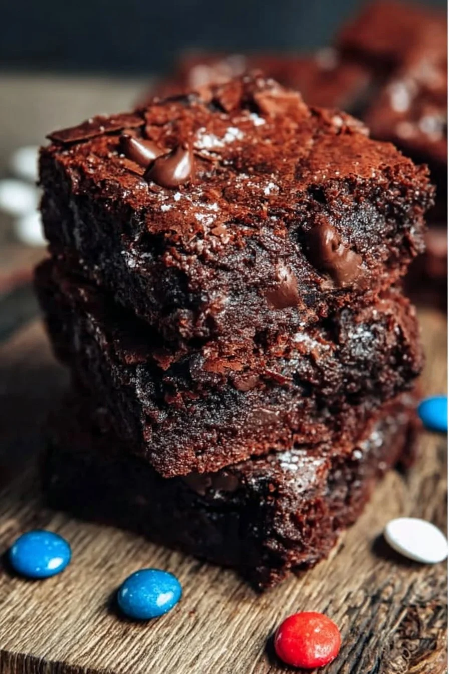 Delicious ultimate easy brownies on a plate with chocolate drizzle