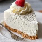 Delicious Vanilla Bean No Bake Cheesecake with a rich, creamy texture.